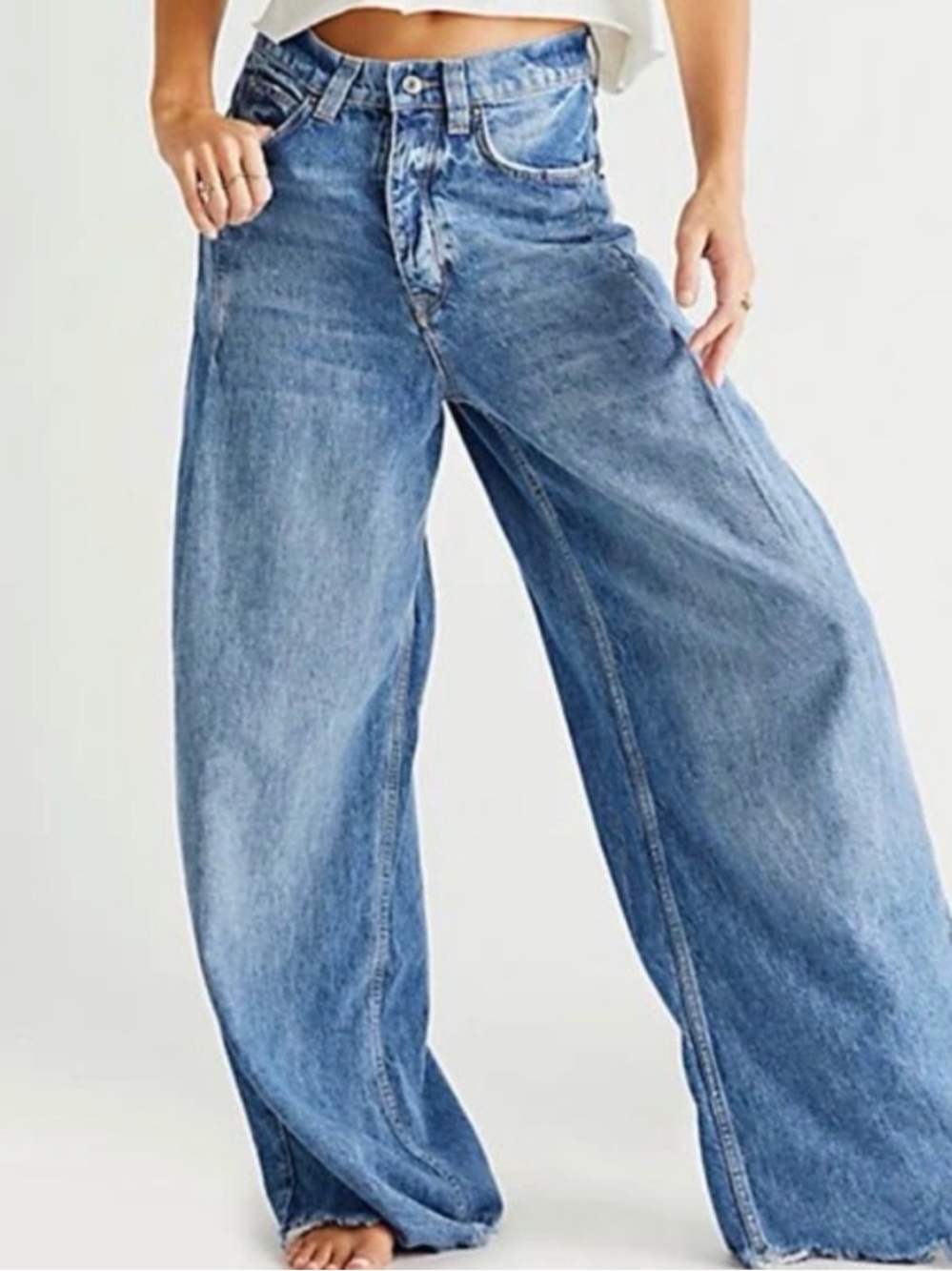 We The Free Old West Light Blue Wide-Leg Jeans